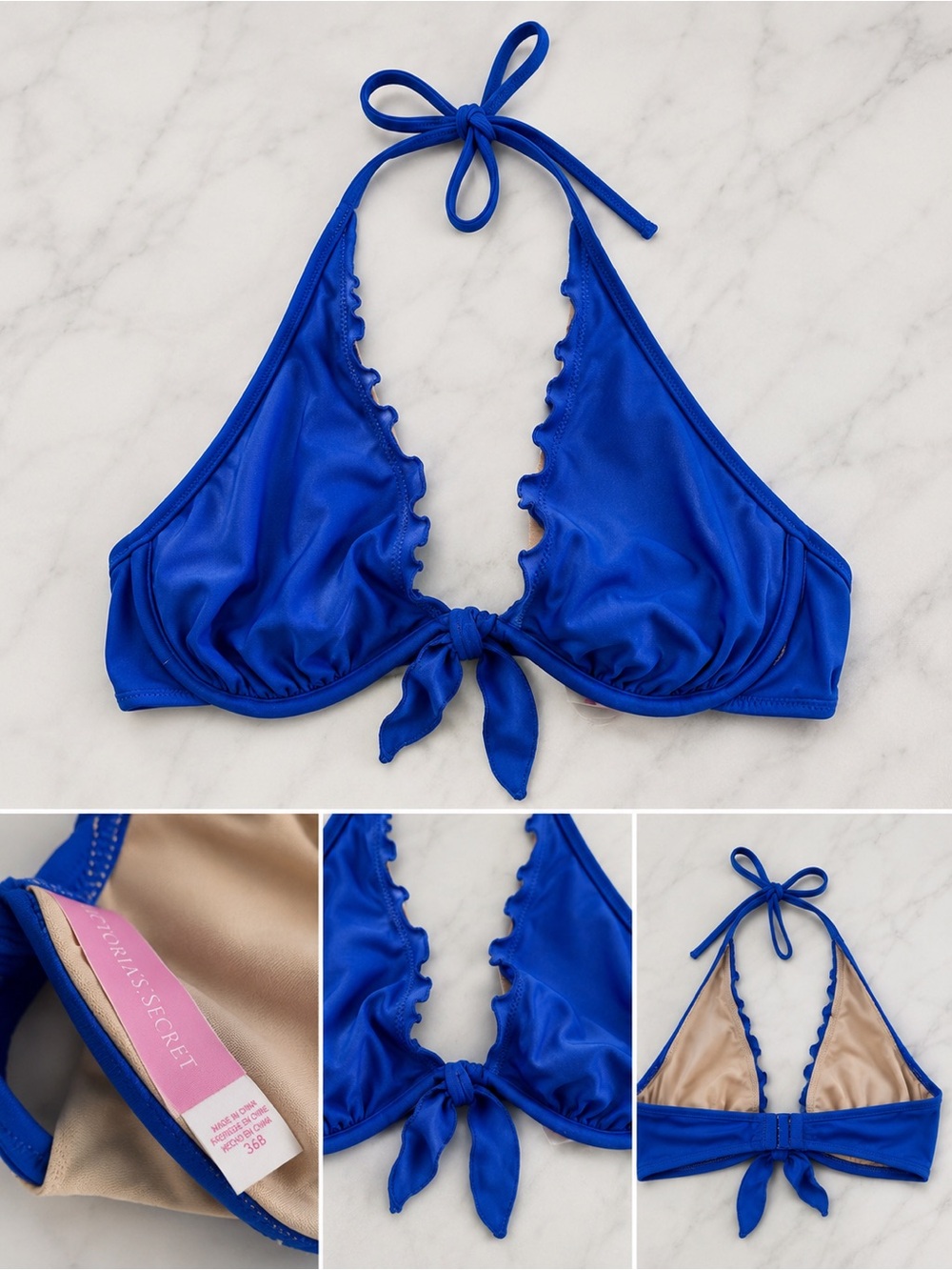 Victoria’s Secret Royal Blue Underwire Halter Bikini Top | 36B |.